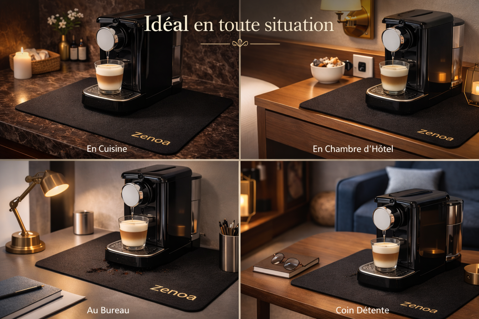 Tapis Absorbant Sous Cafetière 50×40 cm – Protection Plan de Travail Premium | ZÉNOA