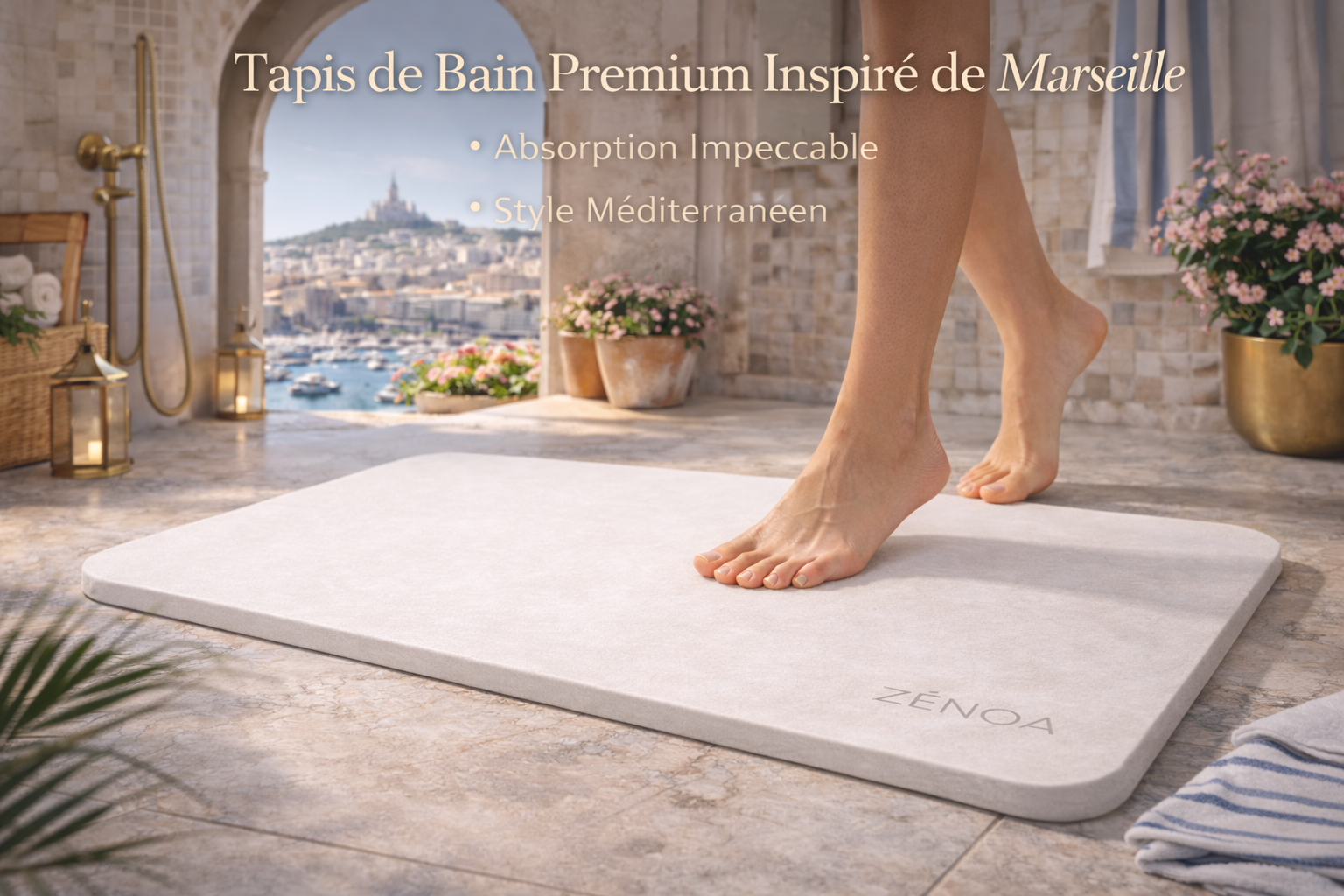 Tapis de Bain en Diatomite Blanche — Pureté, Performance, Élégance 60x39 cm
