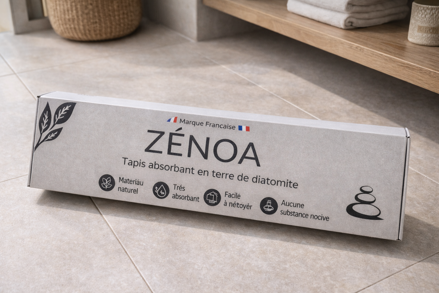 Tapis de Bain en Diatomite ZÉNOA – Pliable à Lamelles 60X39 cm